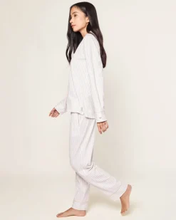 Women’s Pima Pajama Set in Camel Ticking