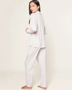 Women’s Pima Pajama Set in Camel Ticking