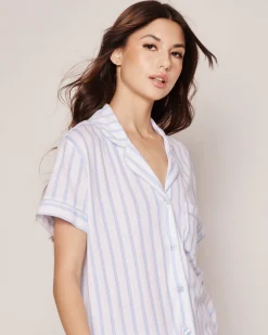 Women’s Pima Pajama Short Set in Periwinkle Stripe