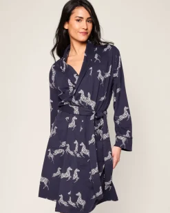 Women’s Pima Robe in Zèbre de Nuit