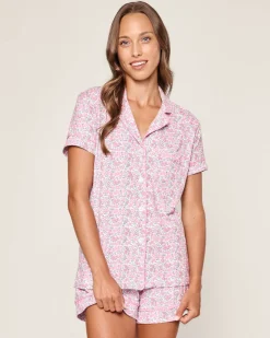 Women’s Pima Short Sleeve Short Set in Fleurs de Rose