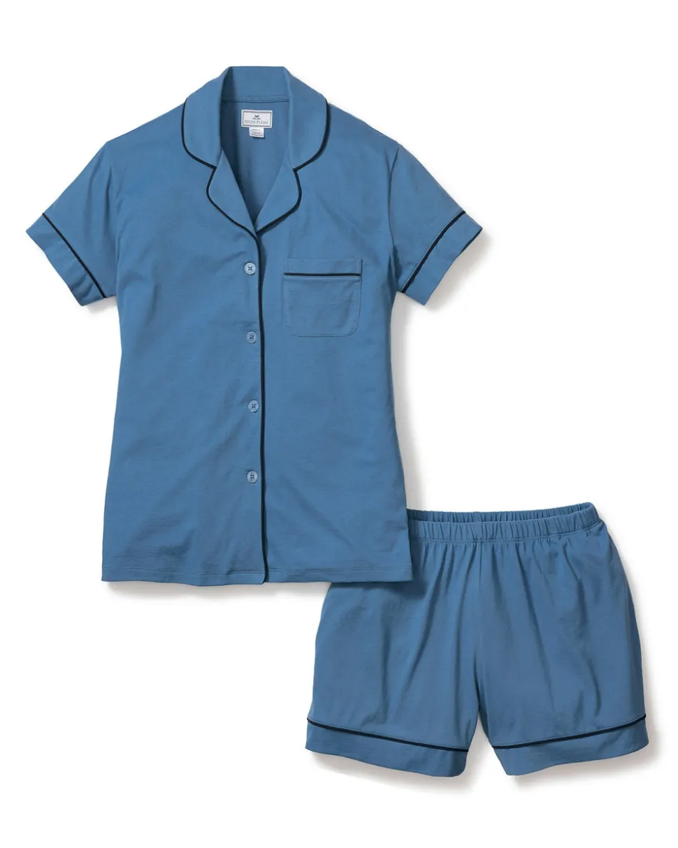 Women’s Pima Short Sleeve Short Set in Mystique Blue