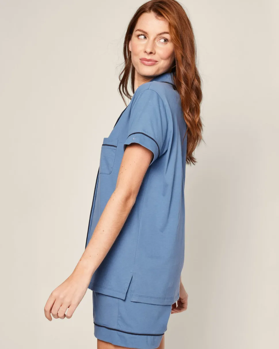 Women’s Pima Short Sleeve Short Set in Mystique Blue