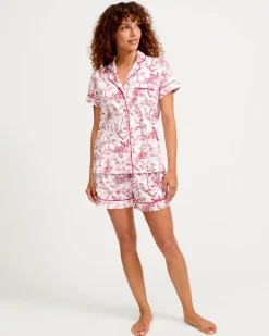 Women’s Pima Short Sleeve Short Set in Red Timeless Toile