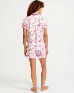 Women’s Pima Short Sleeve Short Set in Red Timeless Toile