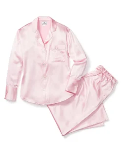 Women’s Pink Silk Wide Cuff Pajama Set