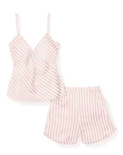 Women’s Pink Stripe Silk Cami Short Set