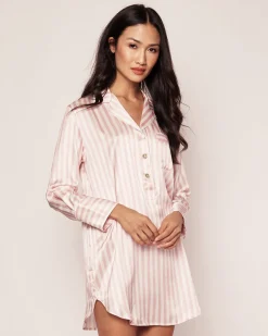 Women’s Pink Stripe Silk Nightshirt