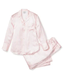 Women’s Pink Stripe Silk Pajama Set