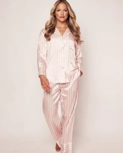 Women’s Pink Stripe Silk Pajama Set