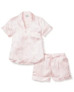 Women’s Pink Stripe Silk Short Set