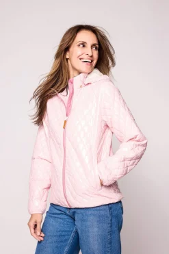 Women's Shiny Ballerina Pink Quilted Puffer Jacket