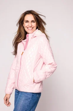 Women's Shiny Ballerina Pink Quilted Puffer Jacket