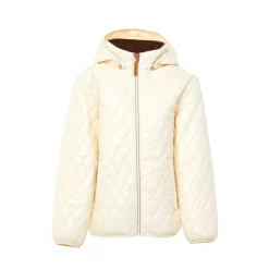 Women's Shiny Winter White Quilted Puffer Jacket