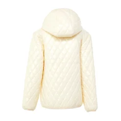 Women's Shiny Winter White Quilted Puffer Jacket