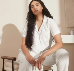 Women's Signature Short Sleeve & Pants Pajama Set in White