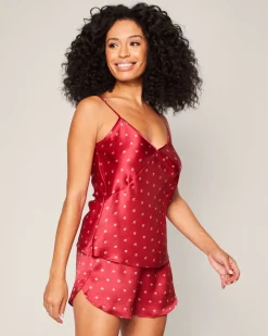 Women’s Silk Cami Short Set in Bordeaux Art Nouveau