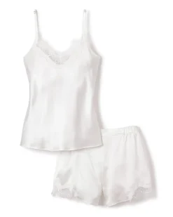 Women’s Silk Lace Cami Short Set in White