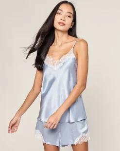 Women’s Silk Lace Cami Short Set in Periwinkle