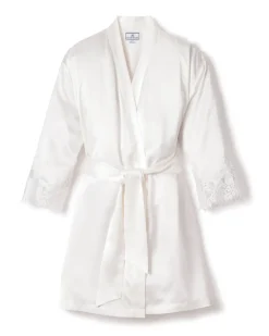 Women’s Silk Lace Robe in White