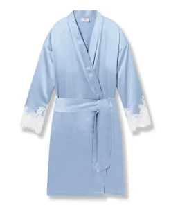Women’s Silk Lace Robe in Periwinkle
