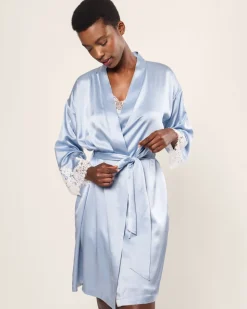 Women’s Silk Lace Robe in Periwinkle