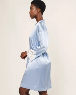 Women’s Silk Lace Robe in Periwinkle
