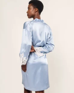 Women’s Silk Lace Robe in Periwinkle