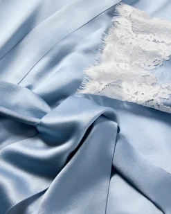 Women’s Silk Lace Robe in Periwinkle