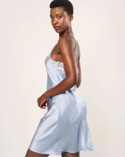 Women’s Silk Lace Slip Dress in Periwinkle