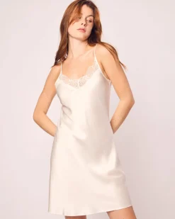 Women’s Silk Lace Slip Dress in White