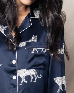 Women’s Silk Nightshirt in Panthère de Nuit