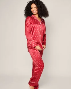 Women’s Silk Pajama Set in Bordeaux Art Nouveau