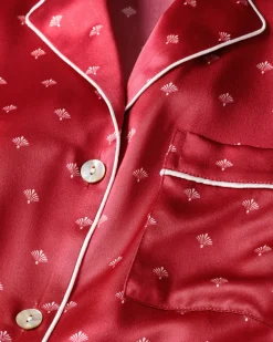 Women’s Silk Pajama Set in Bordeaux Art Nouveau