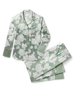 Women’s Silk Pajama Set in Sage Bloom
