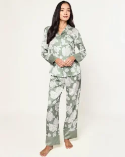 Women’s Silk Pajama Set in Sage Bloom