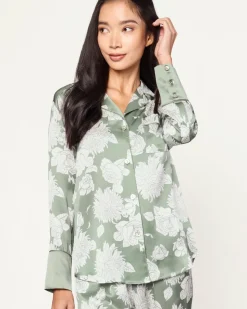 Women’s Silk Pajama Set in Sage Bloom
