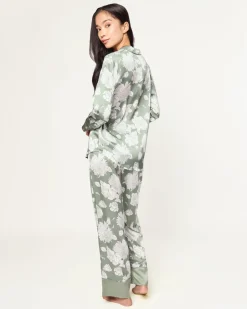 Women’s Silk Pajama Set in Sage Bloom