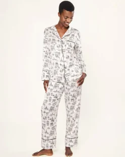 Women’s Silk Pajama Set in Parisian Toile