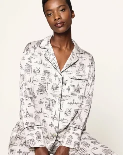Women’s Silk Pajama Set in Parisian Toile