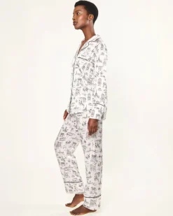 Women’s Silk Pajama Set in Parisian Toile
