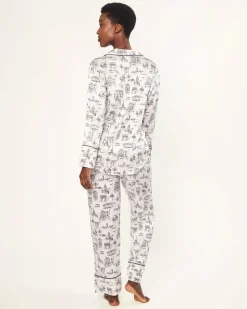 Women’s Silk Pajama Set in Parisian Toile