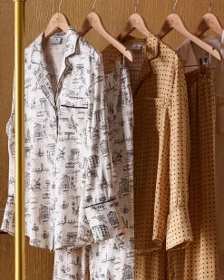 Women’s Silk Pajama Set in Parisian Toile