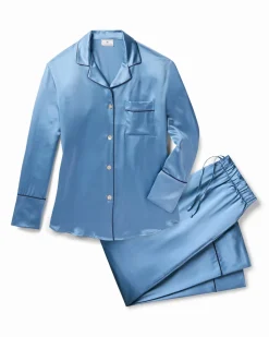 Women’s Silk Pajama Set in Mystique Blue
