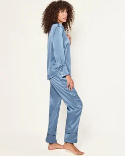Women’s Silk Pajama Set in Mystique Blue