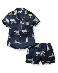 Women’s Silk Pajama Short Set in Panthère de Nuit