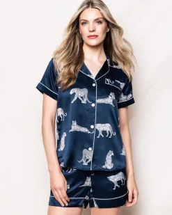 Women’s Silk Pajama Short Set in Panthère de Nuit
