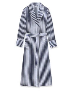 Women’s Silk Robe in Navy Bengal Stripe