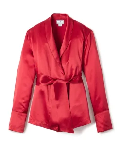 Women’s Silk Short Robe in Bordeaux