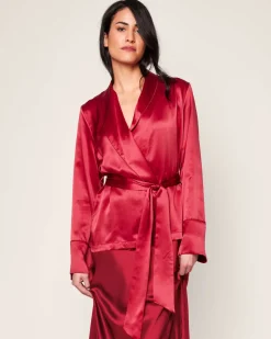 Women’s Silk Short Robe in Bordeaux